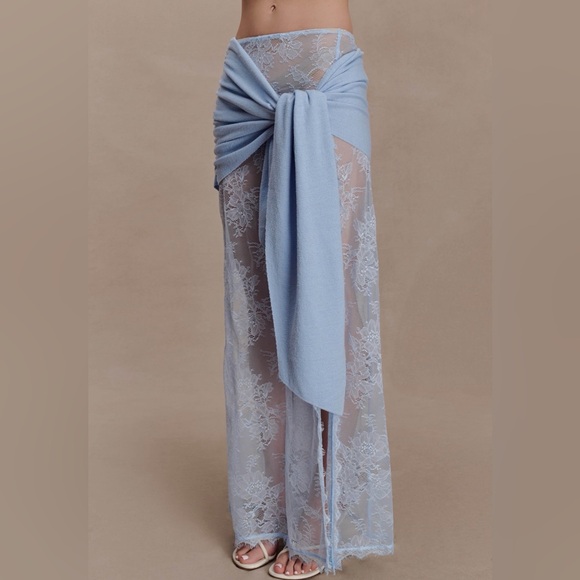 Meshki Light Blue Lucy Lace Maxi Skirt & Knit Halter - Cornflower Blue - Picture 4 of 5